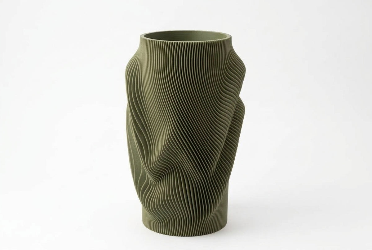 Terra Crest vase, Olive Green