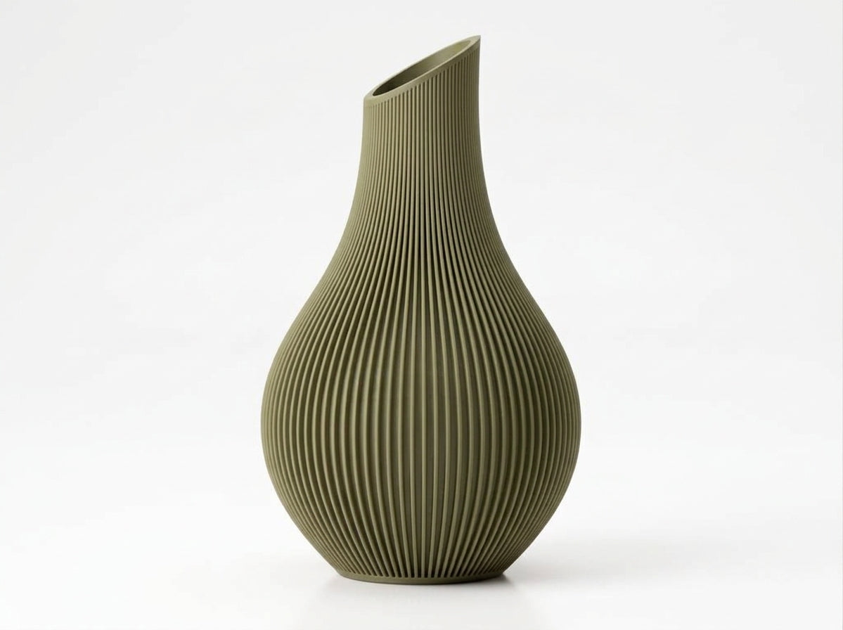 Terra Drop vase, Olive Green