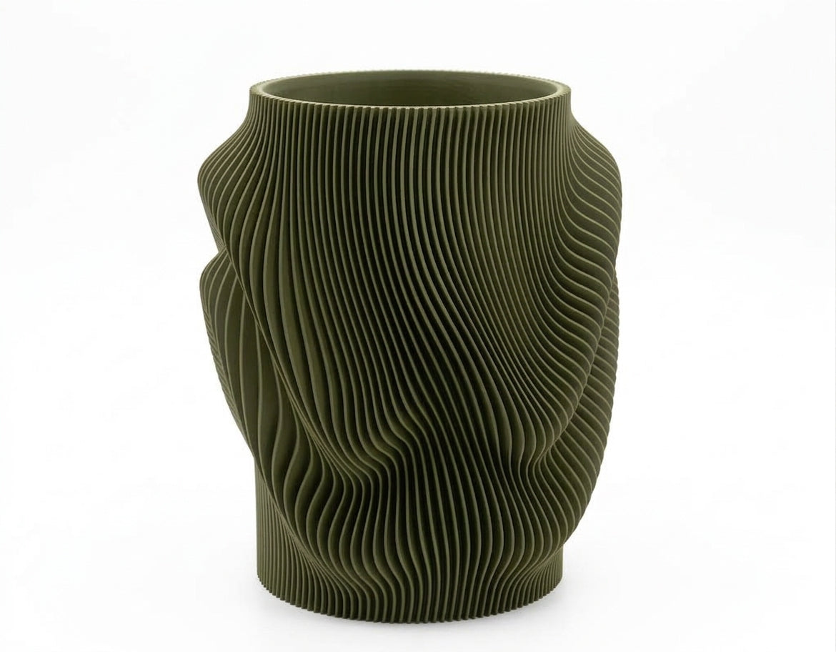 Terra Fold vase, Olive Green