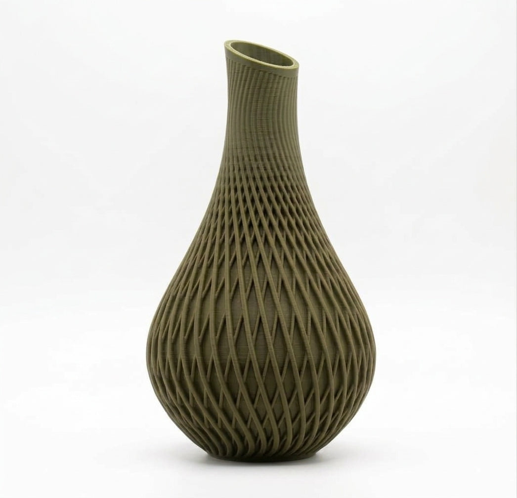 Terra Lattice vase, Olive Green